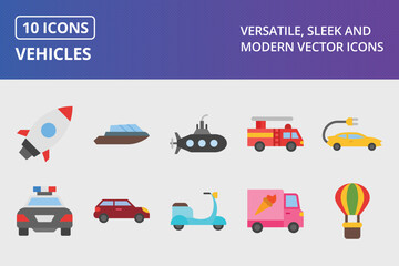 Vehicles Flat Icon Set