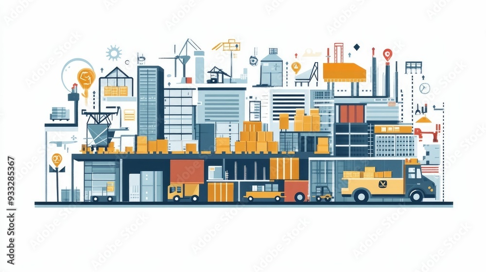 Poster optimizing supply chain efficiency through logistics management and digital transformation a flat de