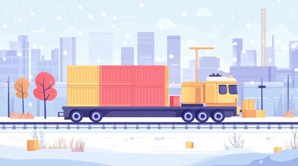 Monitoring Environmental Conditions for Efficient Goods Tracking and Logistics Management A Flat Design Showcasing the of Sensors Data Analysis and Reporting for Optimized Supply Chain