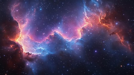 Obraz premium cosmic nebula swirling with vibrant purples and teals star clusters twinkling ethereal cloud formations deep space background