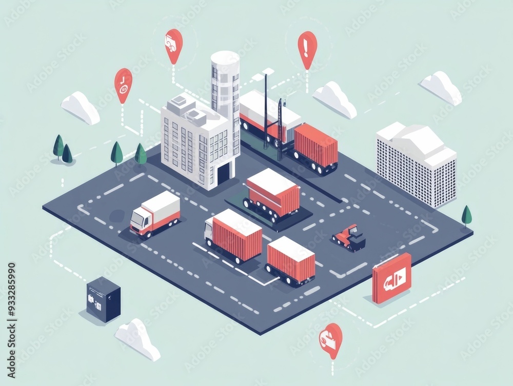 Poster streamlined logistics real time analytics for efficient supply chain management flat design showcasi