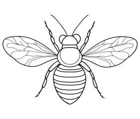 illustration of a bee silhouette line art vector