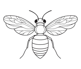 illustration of a bee silhouette line art vector