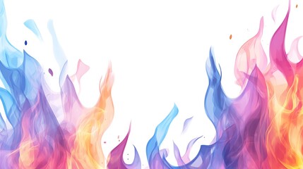 Abstract Watercolor Flame-like Shapes with a White Background