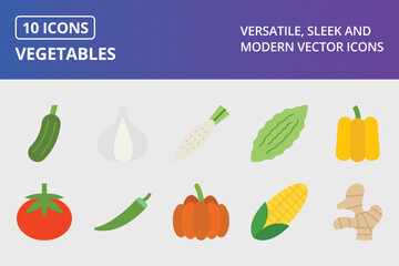Vegetables Flat Icon Set