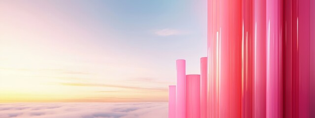 Obraz premium From an elevated perspective in the city, behold the expansive sky with towering buildings in the foreground framing the scene