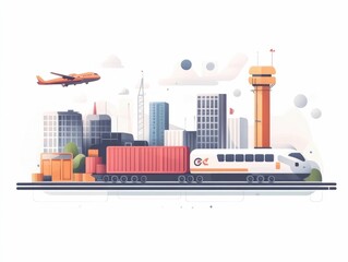 Naklejka premium Automated logistics scheduling system for optimizing transportation workflows package delivery and supply chain management
