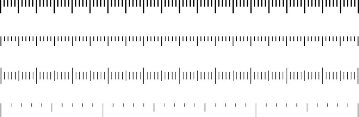 Inch black lines.Set of linear scales, meter tape with measuring line. length measurement scale