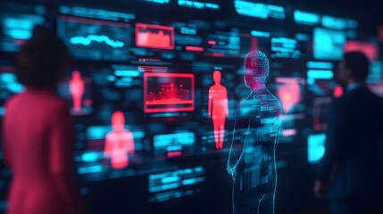 Obraz premium Futuristic Digital Human Interface, Data, Technology