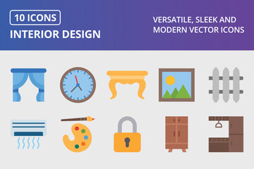 Interior Design Flat Icon Set