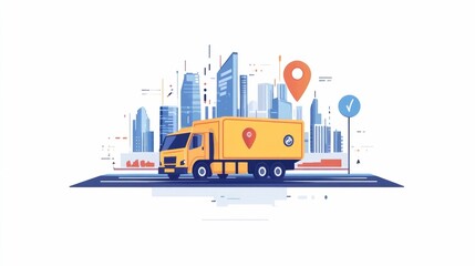Obraz premium Digital logistics management software with dashboard data analysis and optimization tools for streamlining transportation and supply chain processes in a corporate business environment
