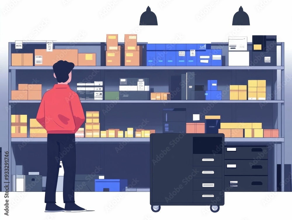 Poster automated inventory optimization and systems flat design logistics and supply chain management conce