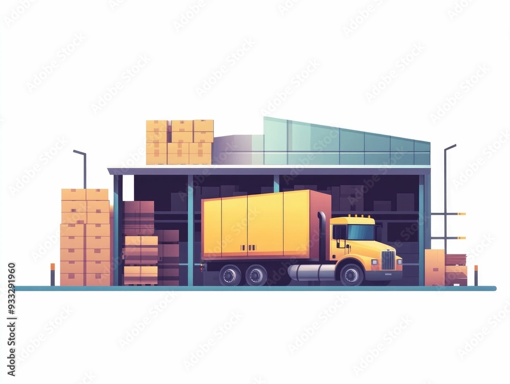 Poster optimized real time inventory management for efficient logistics flat design depicting data analytic