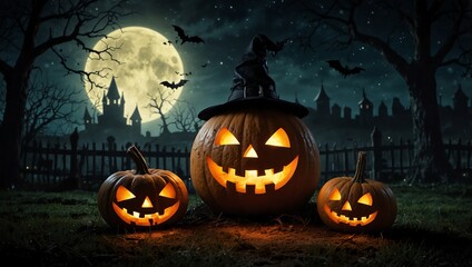 Halloween background with pumpkin