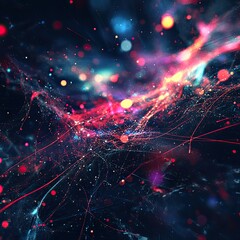 Abstract digital background of moving particles