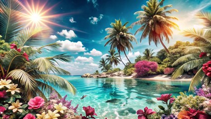 Transform your designs into a tropical paradise with our vibrant summer background.
