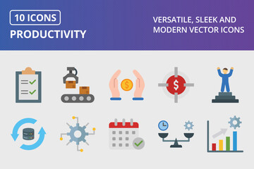 Productivity flat Icon Set 