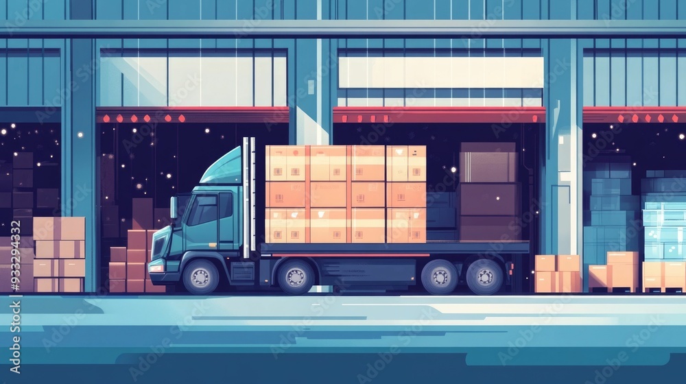 Poster flat design showcasing the concept of efficient cross docking for streamlined inventory management a
