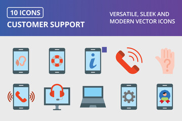 Customer Support Flat Icon set