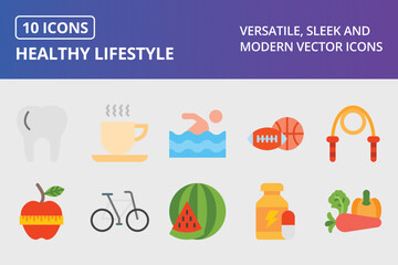 Healthy Lifestyle Flat Icon Set