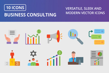 Business Consulting Flat Icon set