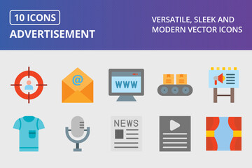 Advertisement Flat Icon set