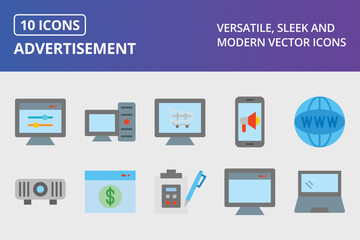 Advertisement Flat Icon set