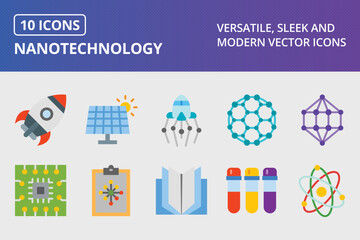 Nanotechnology Flat Icon Set