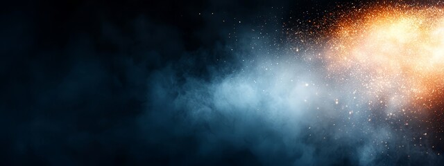 Obraz premium an orange and blue beacon in a night sky, surrounded by white and yellow stars