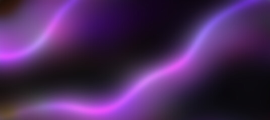 Flowing abstract purple neon lights on black background