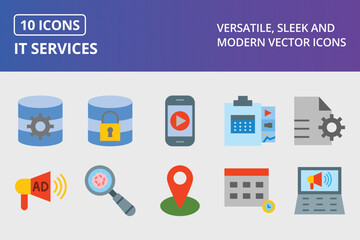 IT Services Flat Icon Set