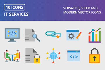 IT Services Flat Icon Set