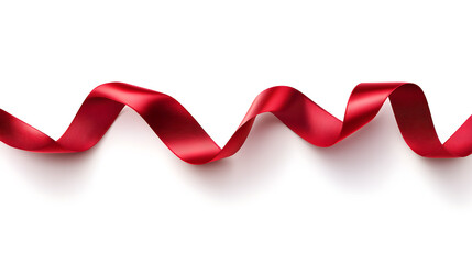 Red ribbon in vector style, curve badge, label, isolated on white background