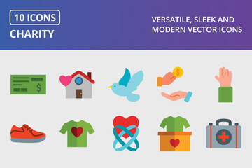 Charity Flat Icon Set