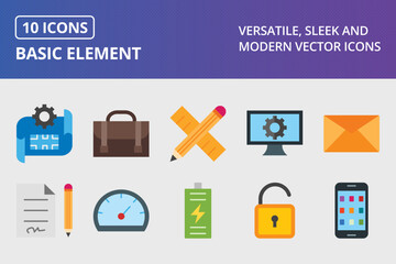 Basic Element Flat Icon Set