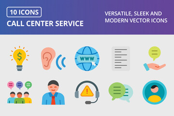 Call Center Service Flat Icon Set