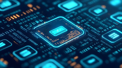Futuristic Digital Interface with Credit Card Icon