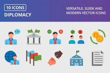 Diplomacy Flat Icon Set