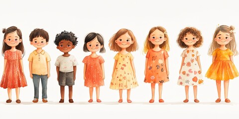 Joyful Gathering of Diverse Children in Spring