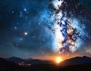 Fototapeta premium Vastness of the universe, featuring galaxies, stars, nebulae, and planets, symbolizing cosmic exploration, astronomy, and the mysteries of space.