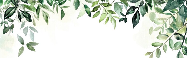 Elegant watercolor wedding invitation featuring lush green foliage Illustration