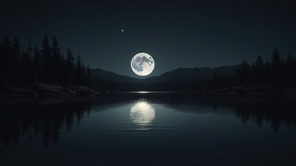  full moon over lake moon over water midnight sky halloween background