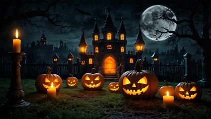 halloween background with pumpkins