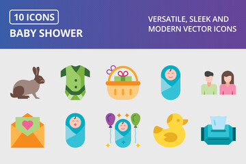 Baby Shower Flat Icon Set