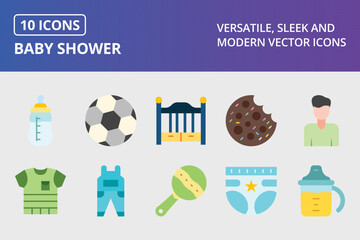 Baby Shower Flat Icon Set