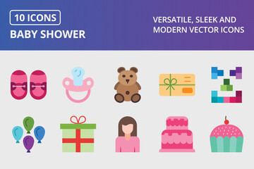 Baby Shower Flat Icon Set