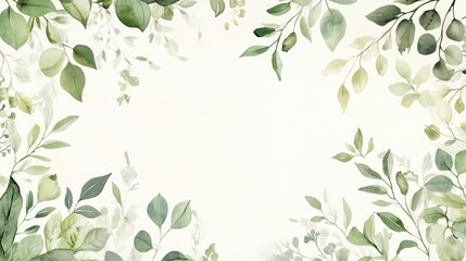 Hand drawn watercolor illustration in a shabby chic bohemian style featuring greenery Vintage inspired art elements suitable for wedding invitations