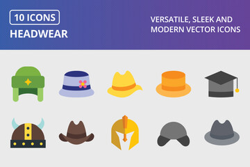 Headwear Flat Icon Set