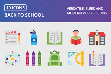 Back To School Flat Icon set