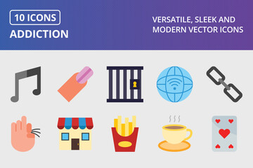 Addiction Flat icon Set